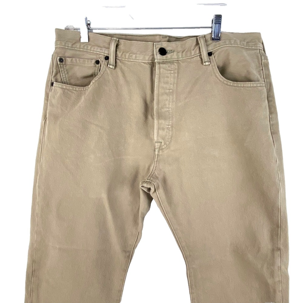 Levis 501 Jeans Mens 36x30 Khaki Denim Straight Leg Button Fly Pants Orig. Fit